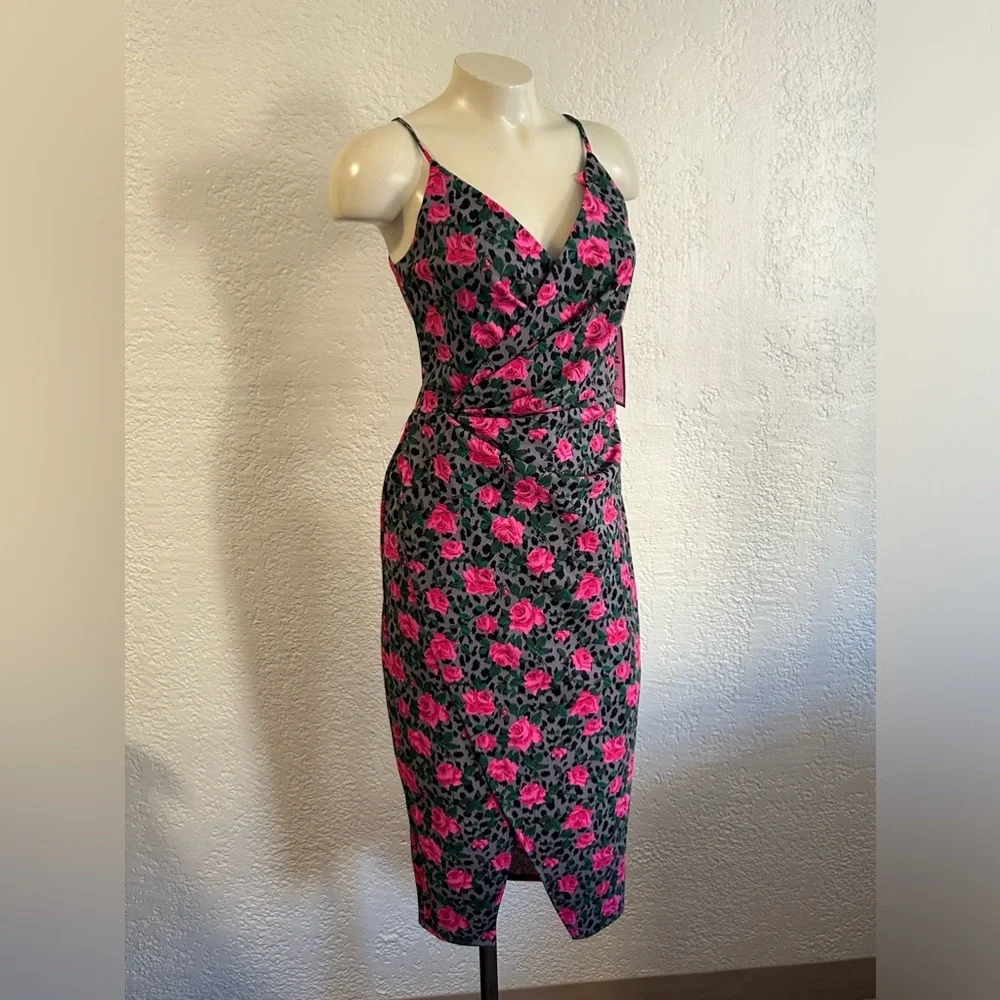 BETSY JOHNSON  floral spaghetti stripes bodycon dress NWT sz 4 - Picture 6 of 15